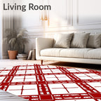 Crimson Diamond Lattice Banded Rug