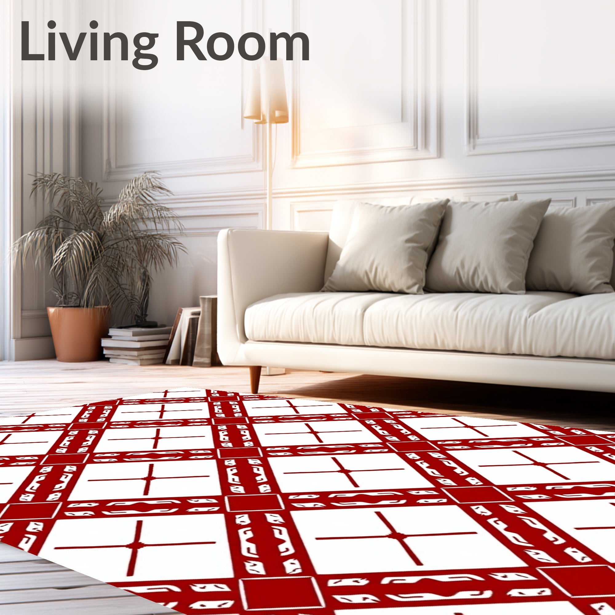 Crimson Diamond Lattice Banded Rug