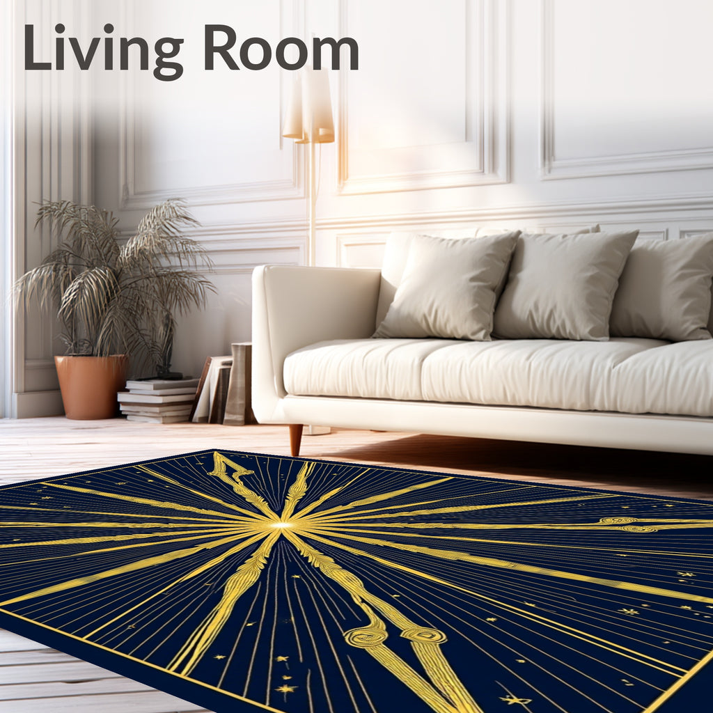 Golden Sunburst Starry Night Rug