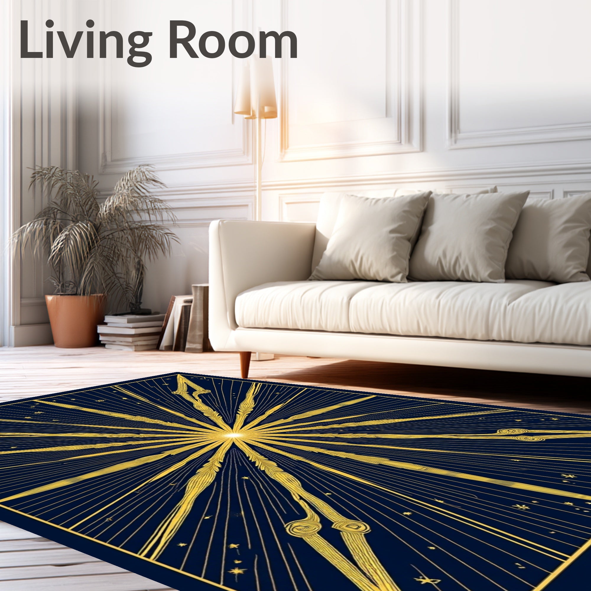 Golden Sunburst Starry Night Rug