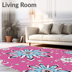 Pink Snowflake Mandala Medallion Rug