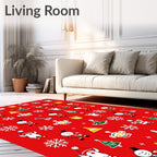 Red Merry Christmas Festive Characters Rug