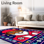 Festive Black Santa Christmas Field Rug