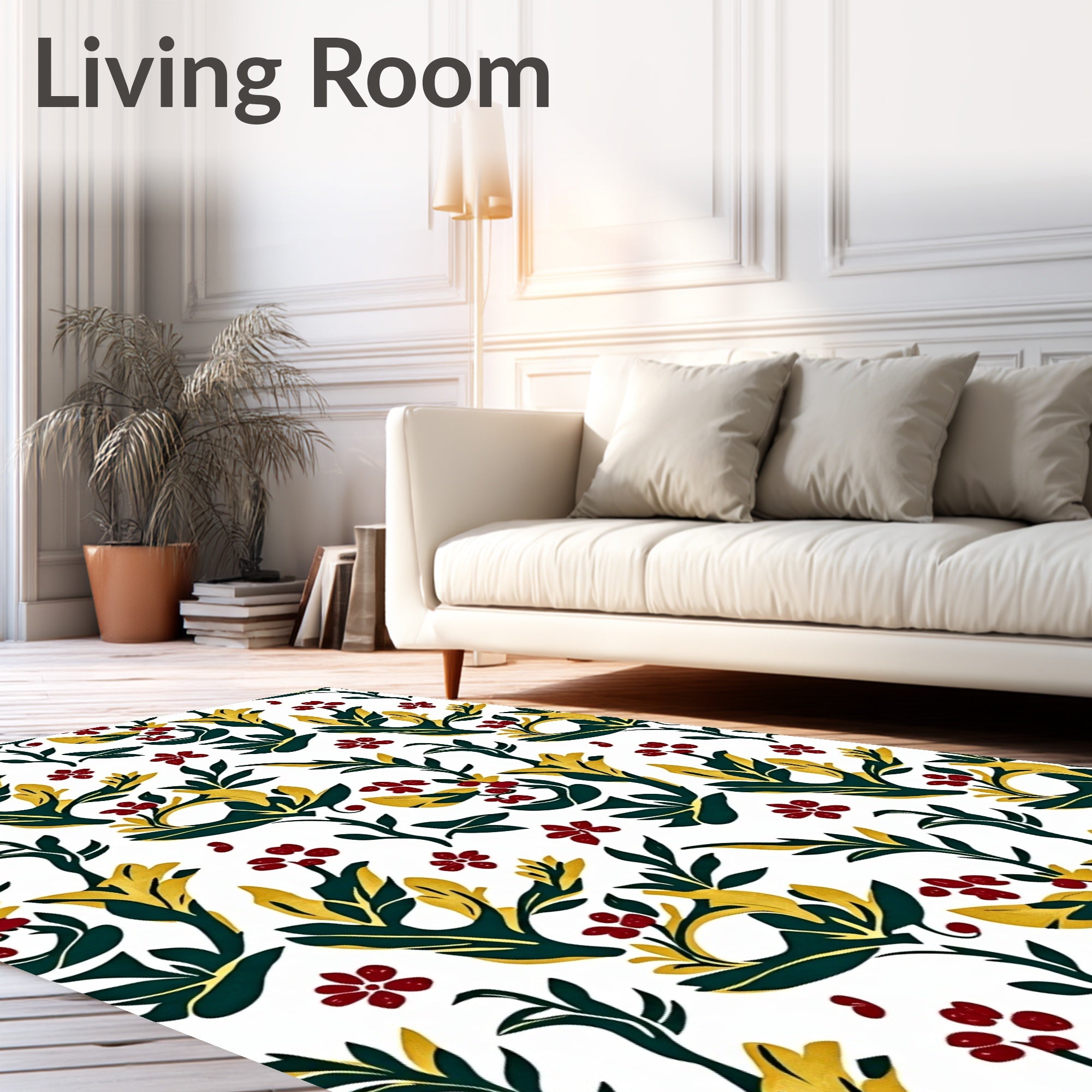 Rich Scarlet Berry Botanical Whimsical Rug
