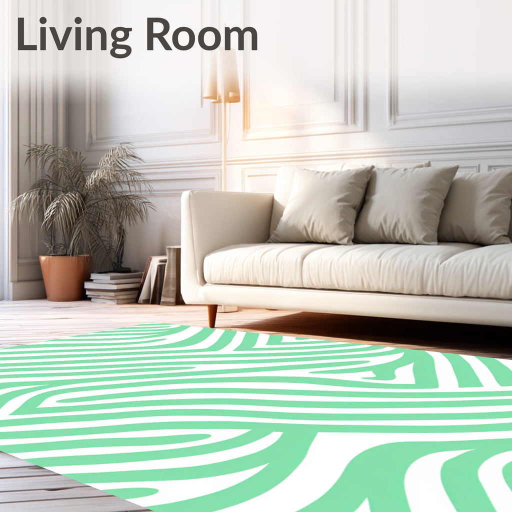 Pale Green Abstract Zebra Stripes Rug