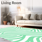 Pale Green Abstract Zebra Stripes Rug