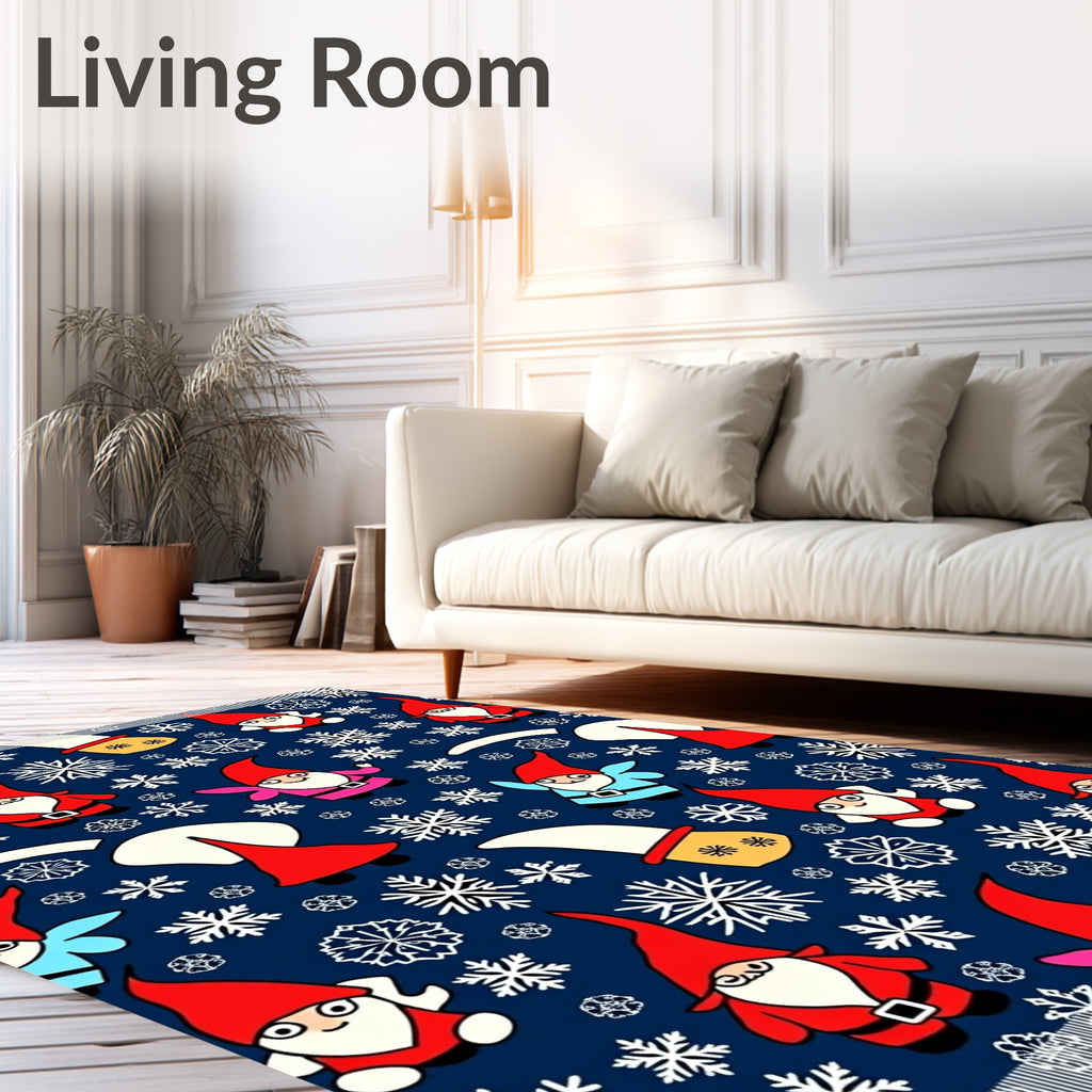 Charming red gnome snowflake collage Rug