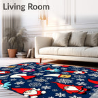 Charming red gnome snowflake collage Rug