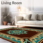 Deep Teal Medallion Bordered Rug