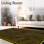 Golden Wavy Lines Abstract Texture Rug