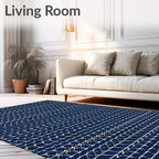 Navajo Blue Geometric Border Rug
