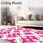 Vibrant Pink Floral Diamond Tile Rug