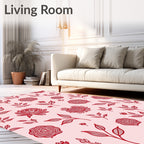 Crimson Floral Vine Botanical Rug