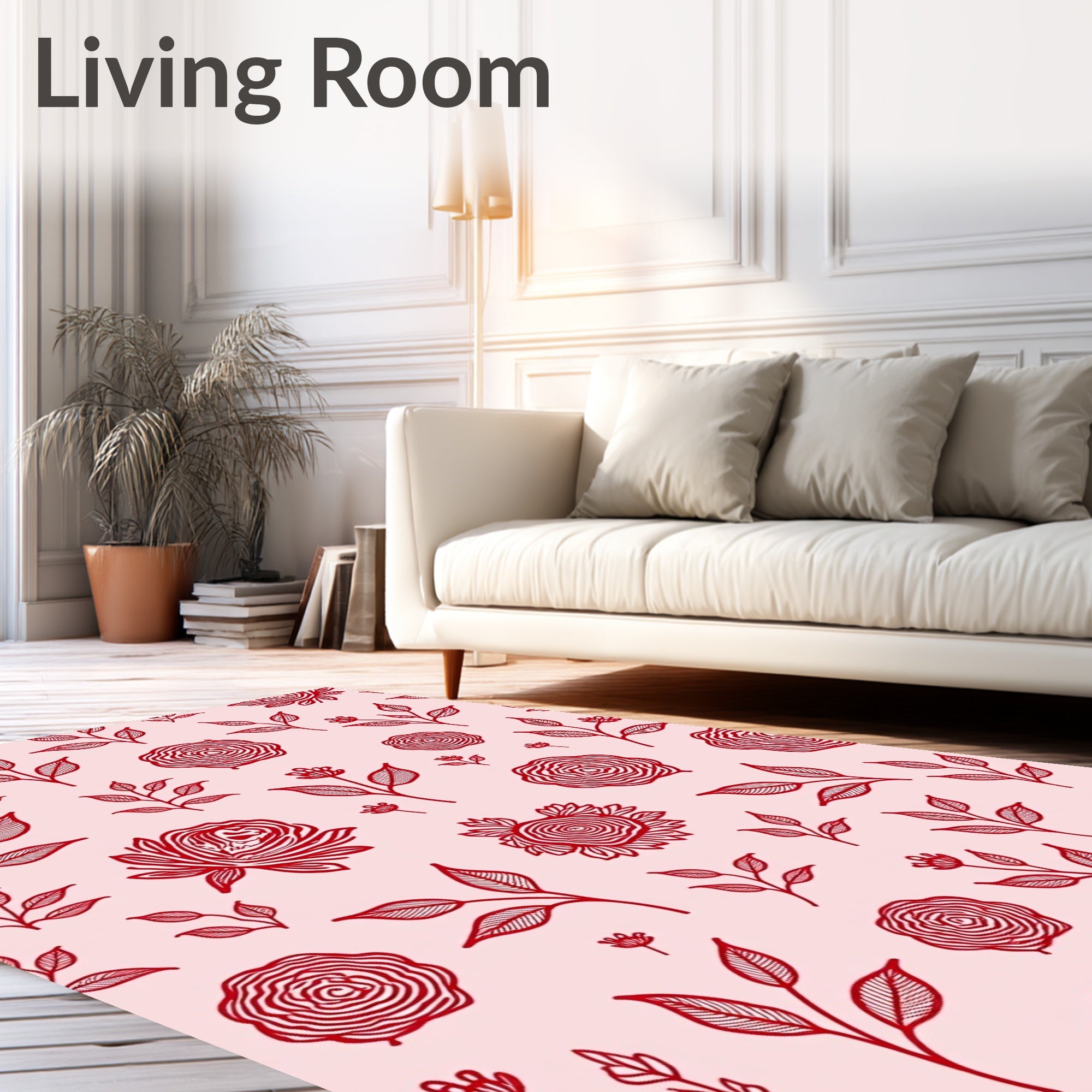 Crimson Floral Vine Botanical Rug