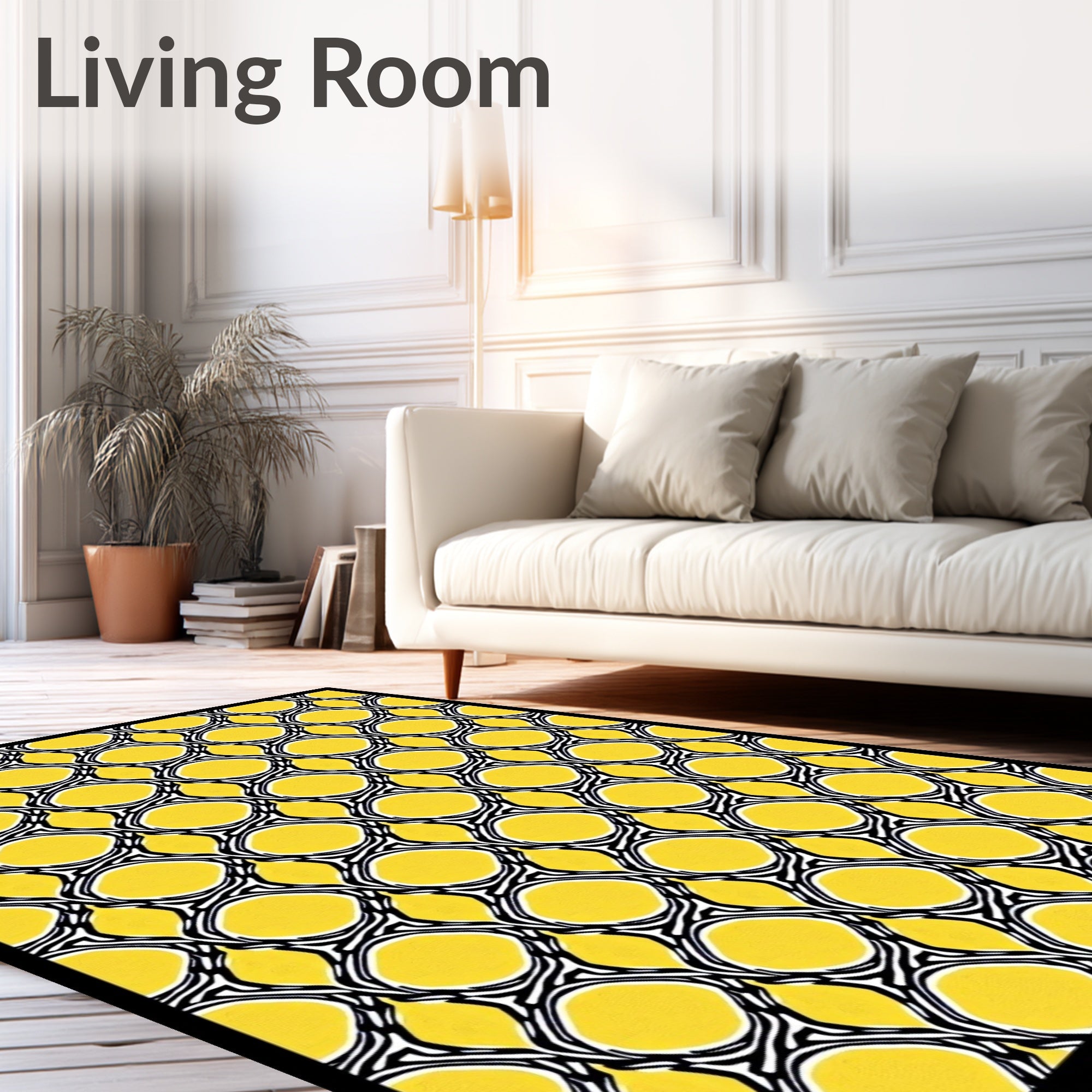 Radiant Yellow Interlocking Ovals Rug