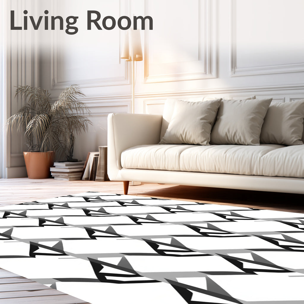 Black White Broken Chevron Rug