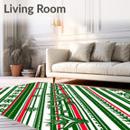 Diagonal Green Red White Nature Stripes Rug