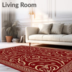 Deep Red Outline Fantasy Creature Rug