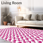 Crimson Geometric Houndstooth Interlocking Shapes Rug
