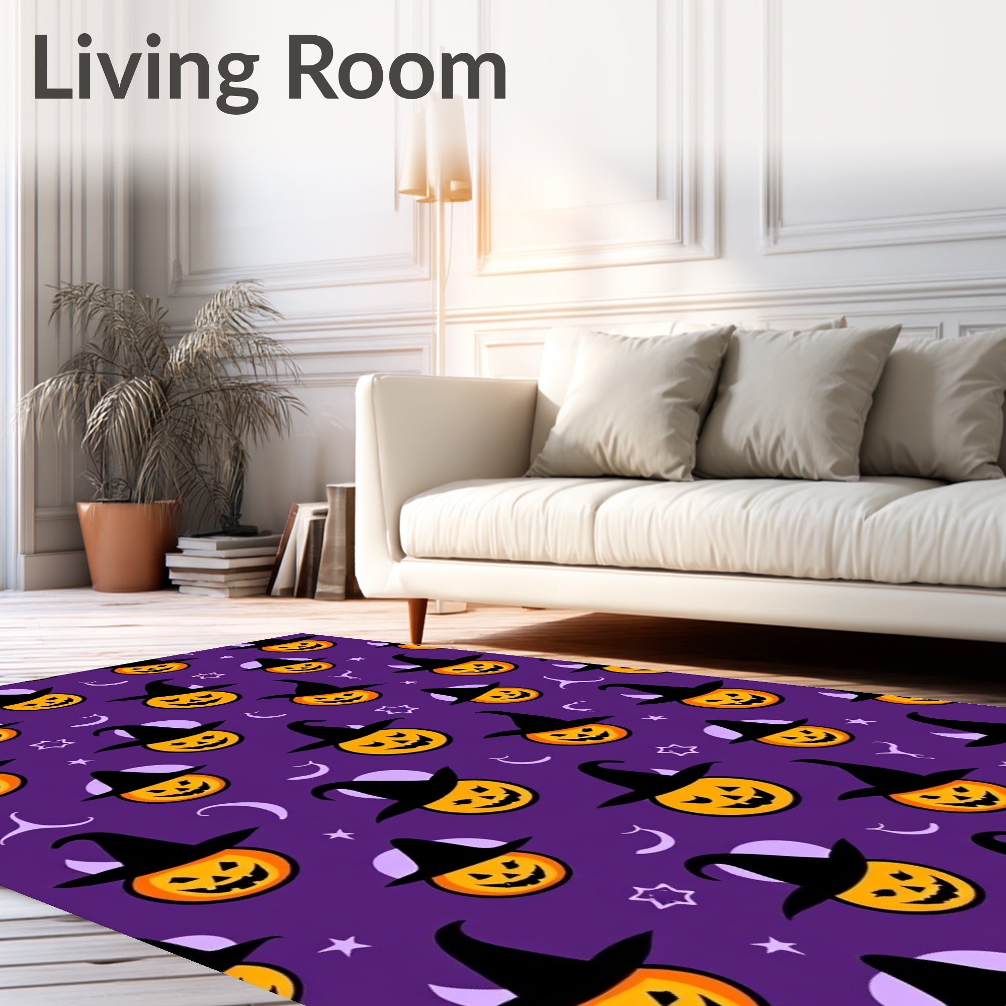 Spooky Halloween Jack-o-lantern Witch Hat Rug