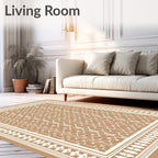 Brown and Cream Lattice Border Rug