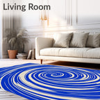 Bold Blue White Swirl Abstract Rug