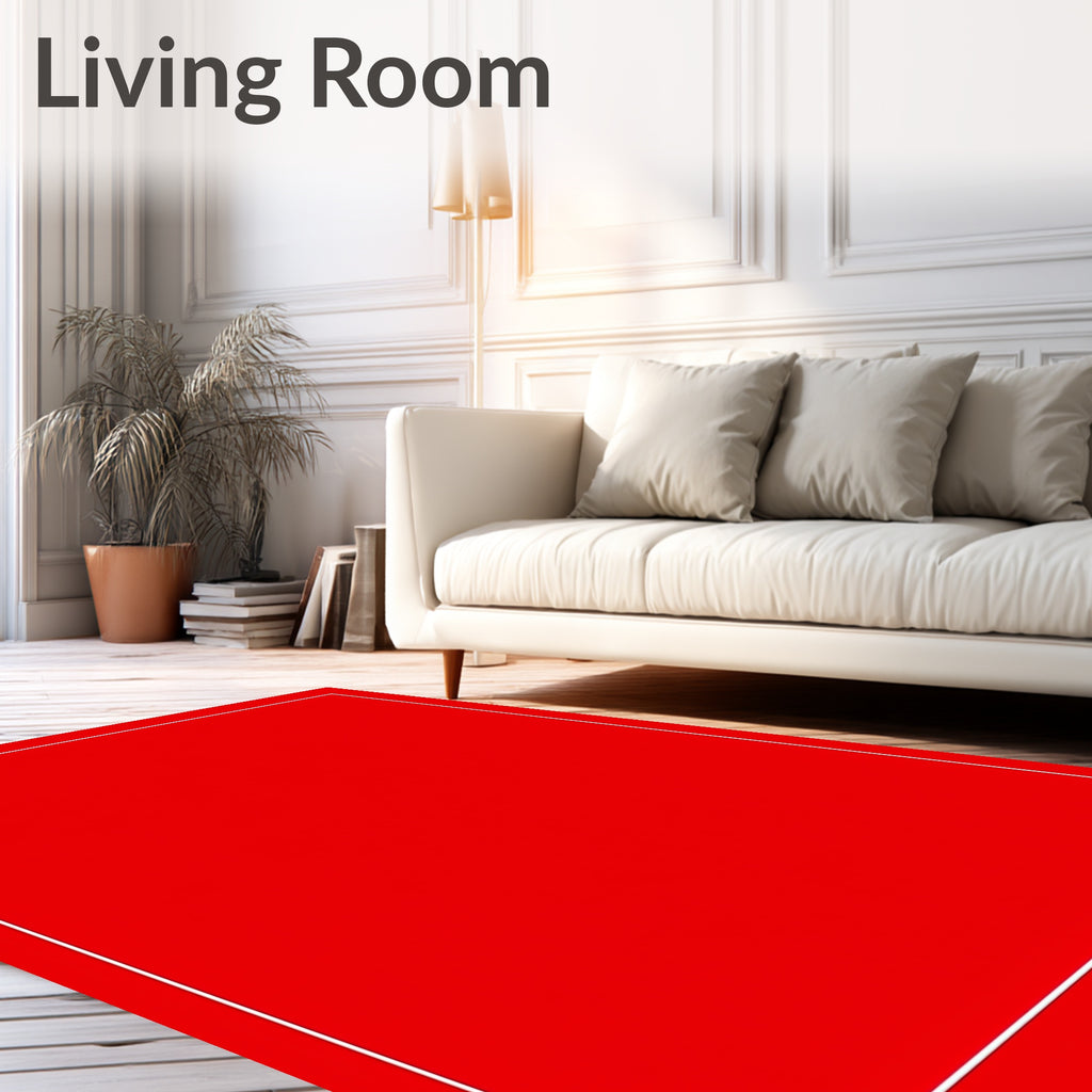 Vibrant Crimson Bordered Square Rug