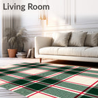 Classic Red Green Cream Plaid Rug