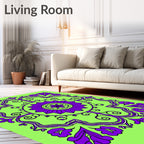 Vibrant Purple Floral Medallion Design Rug