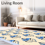Bold Blue Floral Botanic Meadow Rug
