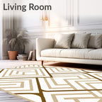Modern Beige Brown Geometric Maze Rug