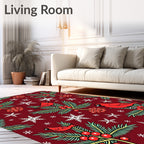 Crimson Cardinal Snowflakes Holiday Rug