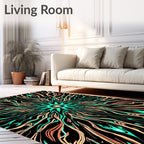 Electric Teal Peach Sunburst Rug