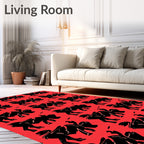 Crimson Red Black Winged Creature Repeat Rug