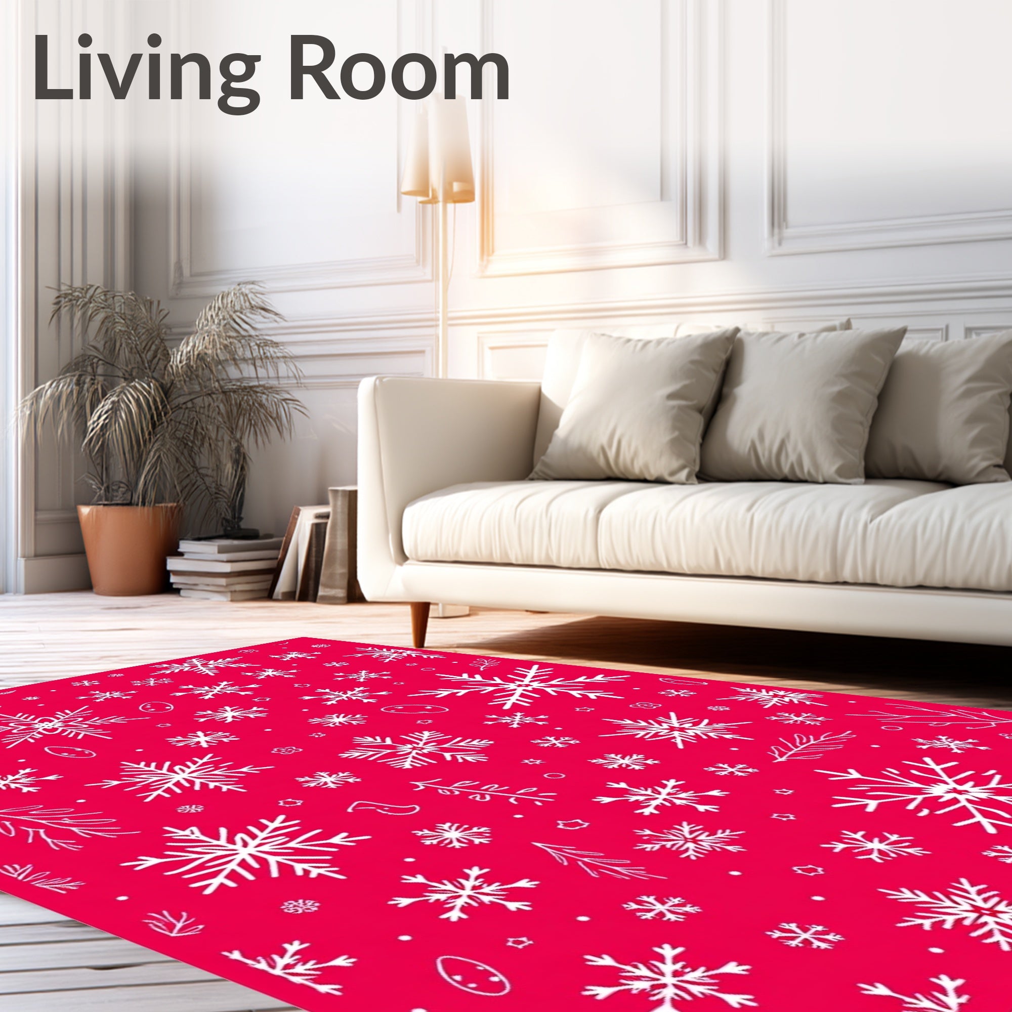 Red Snowflake Snowfall Winter Wonder Rug