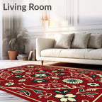 Crimson Botanical Floral Medallion Rug