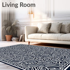 Bold Navy Abstract Organic Flow Rug