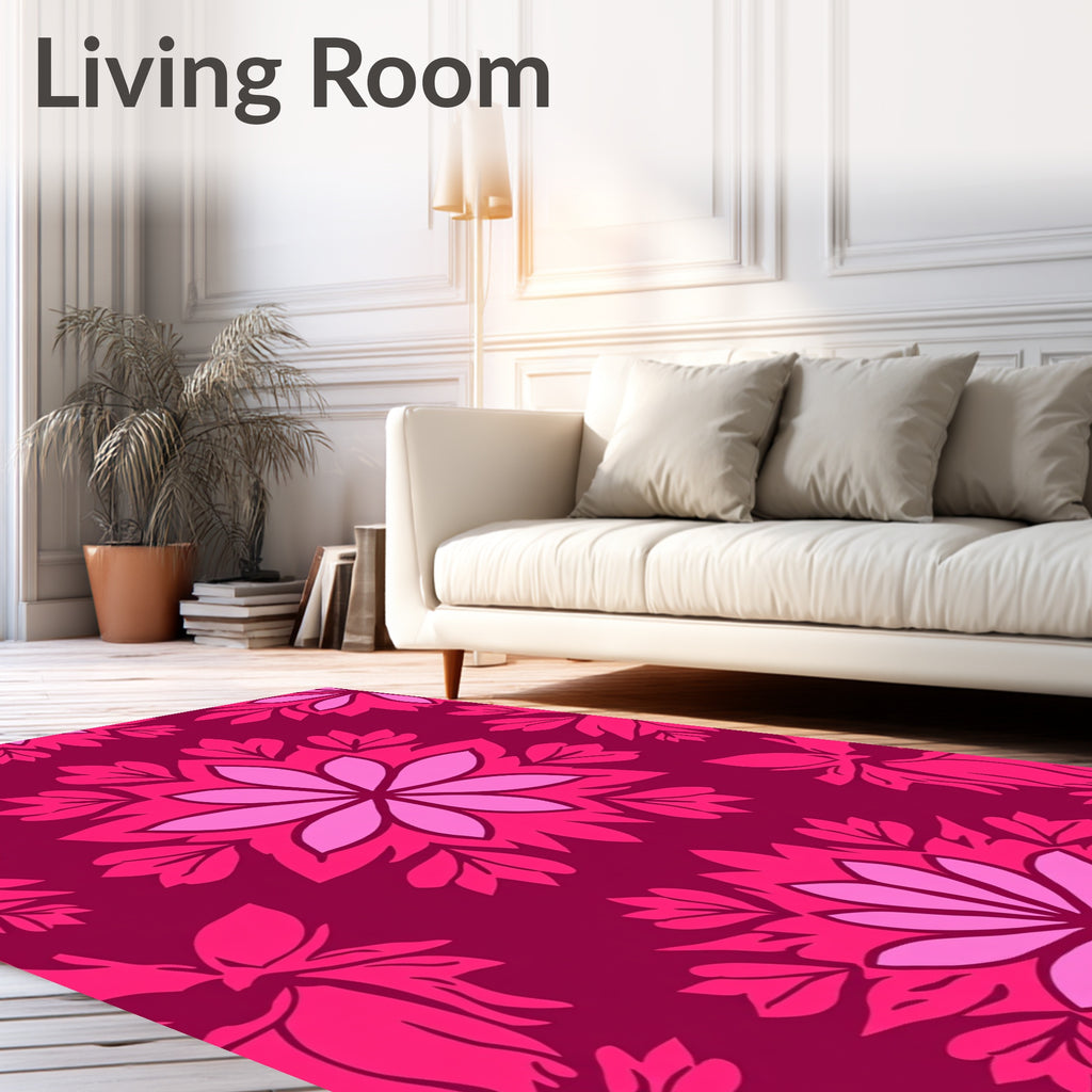 Magneta Pink Floral Mandala Rug