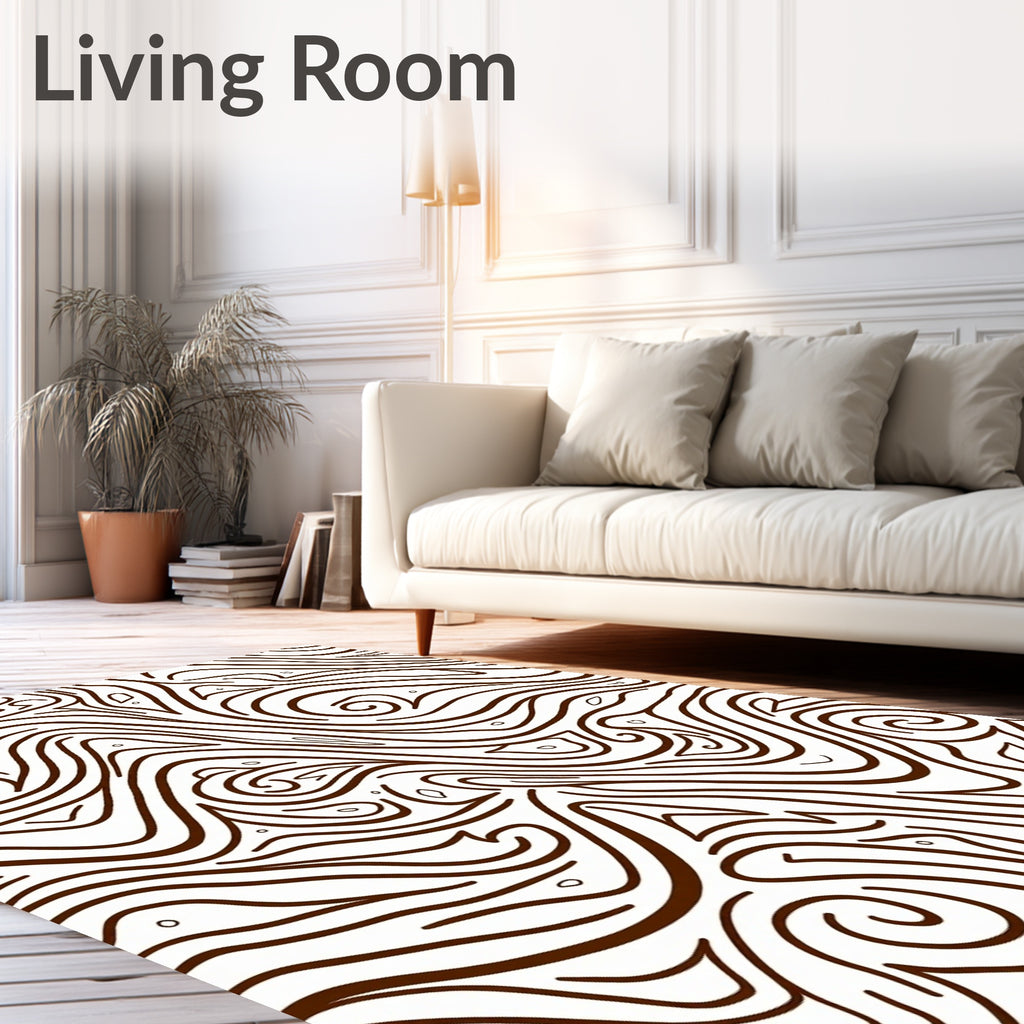 Brown Swirl Wood Grain Abstract Rug