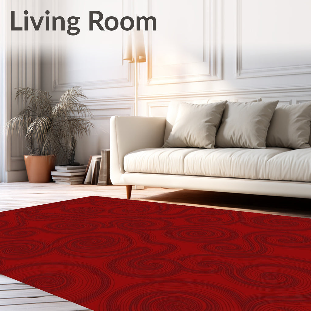 Crimson Swirl Flowing Lines Rug