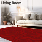 Crimson Swirl Flowing Lines Rug