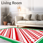Red White Diagonal Stripe Garland Rug