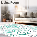 Turquoise Swirl Abstract Whimsical Rug