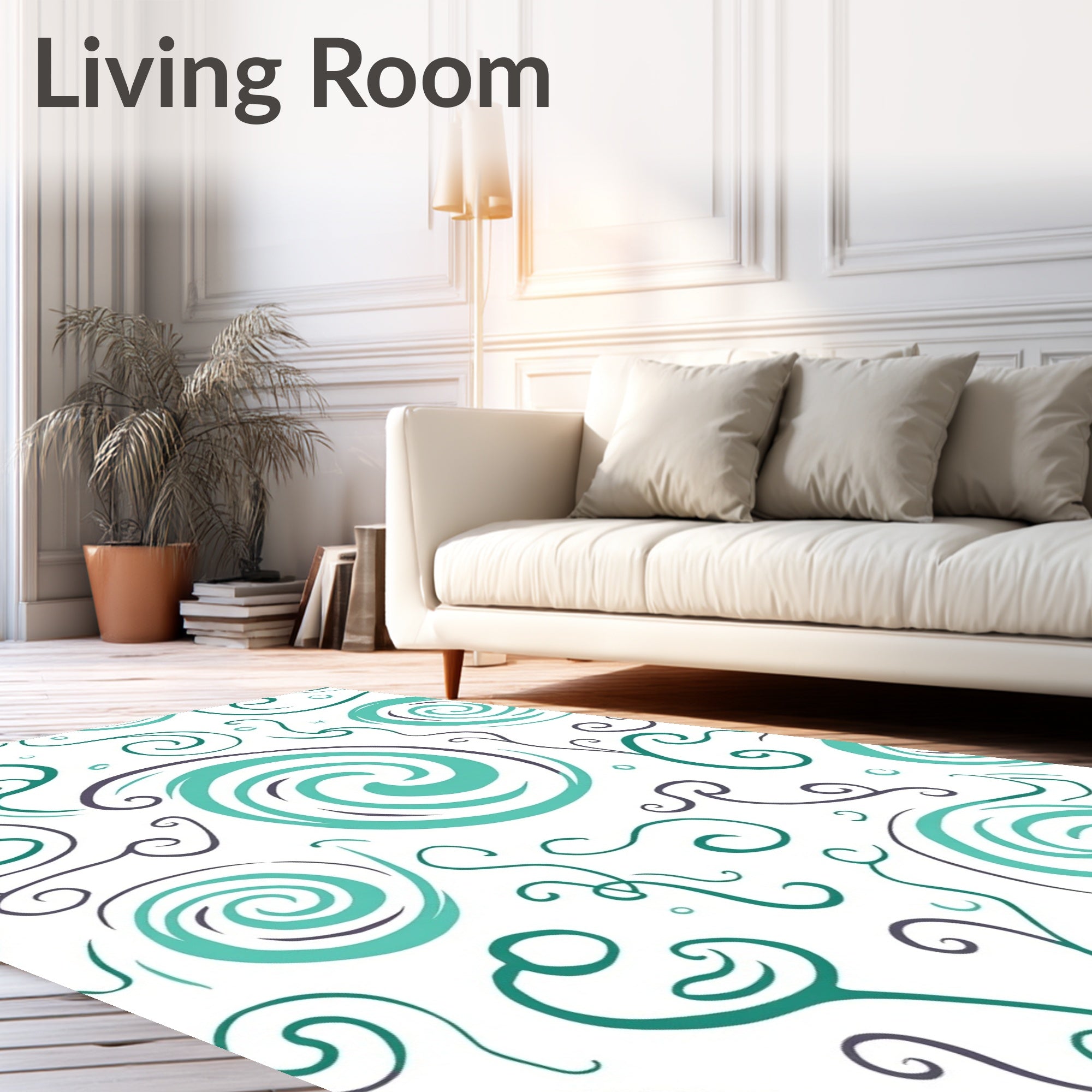 Turquoise Swirl Abstract Whimsical Rug