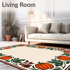 Orange Pumpkin Autumn Border Rug
