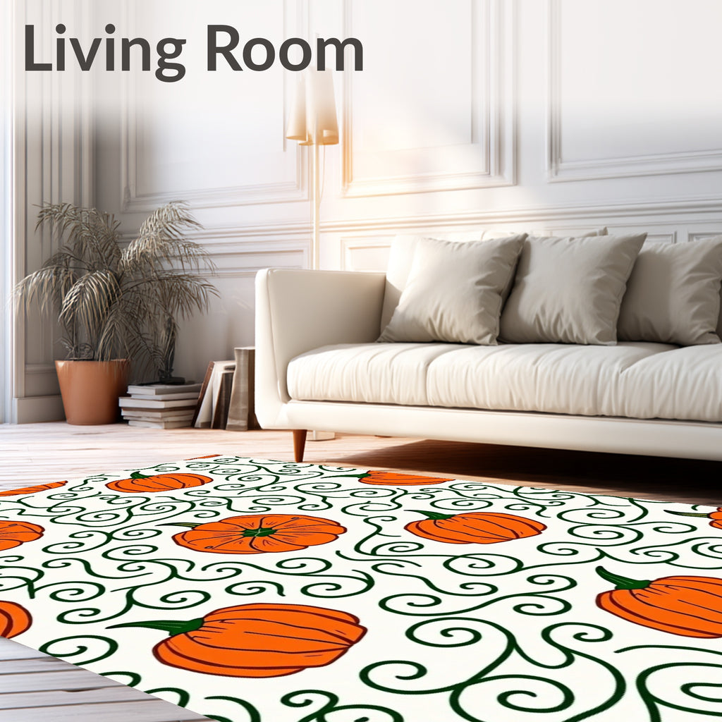 Autumn Orange Pumpkin Swirls Rug
