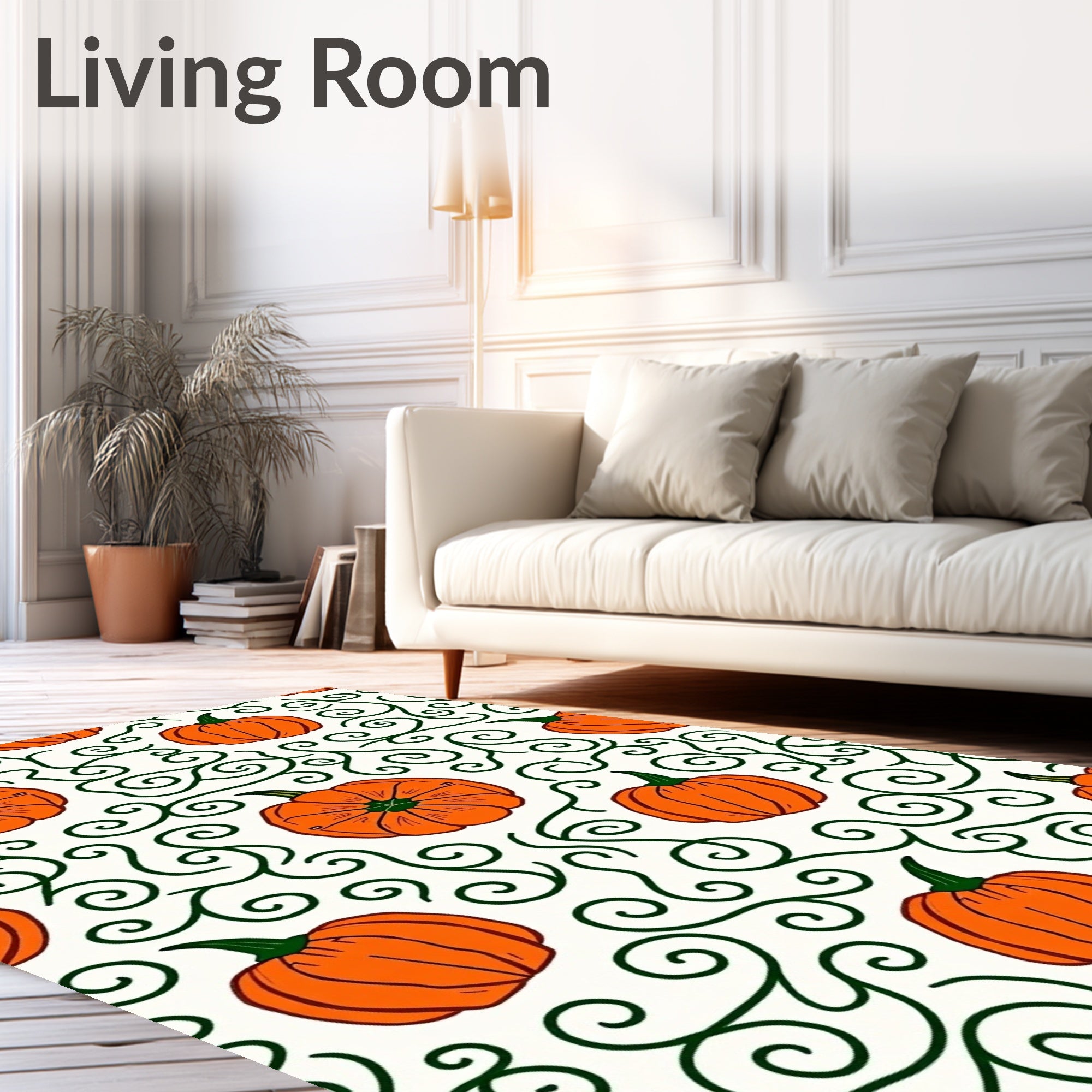 Autumn Orange Pumpkin Swirls Rug