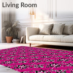 Hot Pink Abstract Geometric Art Rug