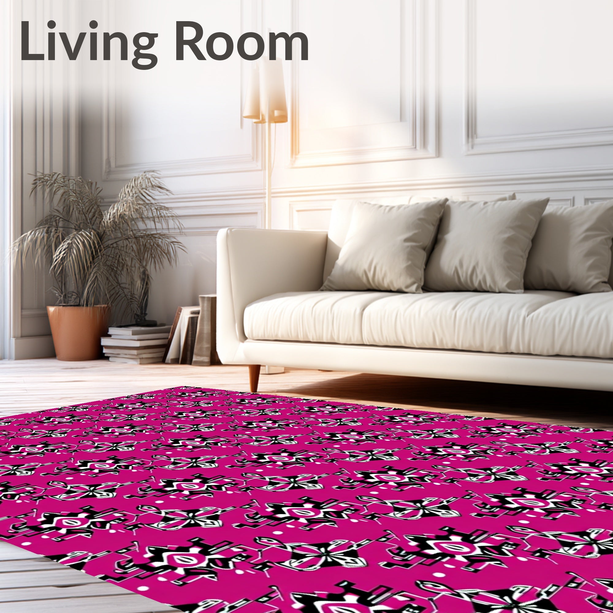 Hot Pink Abstract Geometric Art Rug