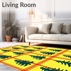 Forest Green Christmas Trees Red Plaid Rug